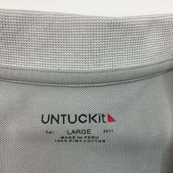 Untuckit Polo Shirt Mens L Large Gray Gondola Regular Fit Pima Short Sleeve Golf - Picture 5 of 11